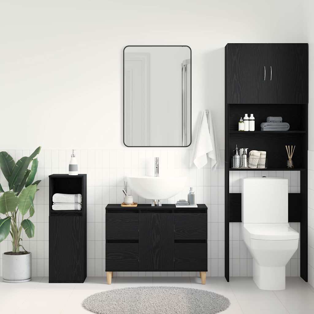 Spülenschrank Schwarze Eiche 80 x 33 x 60 cm Holzwerkstoff