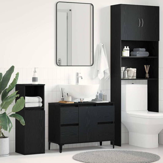 Waschbeckenunterschrank im Badezimmer – Schwarz Eiche 80x33x60 cm aus Holzwerkstoff