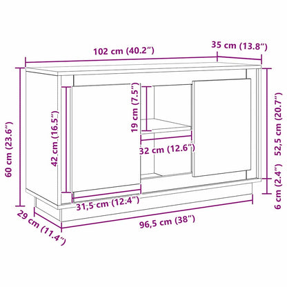 Sideboard Schwarze Eiche 102 x 35 x 60 cm Holzwerkstoff