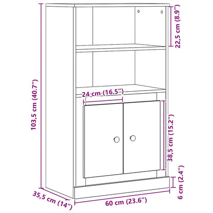 Highboard Schwarze Eiche 60 x 35.5 x 103.5 cm Holzwerkstoff