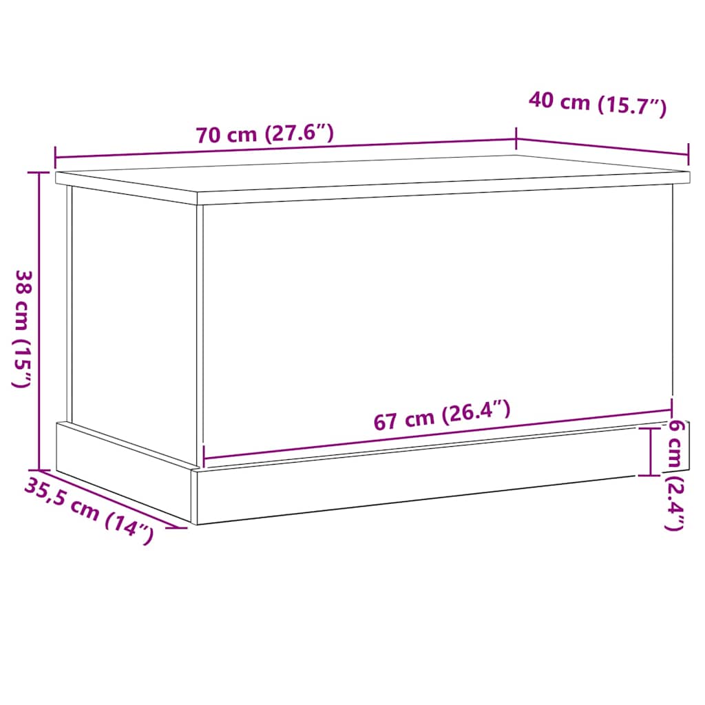 Aufbewahrungsbox Schwarze Eiche 70 x 40 x 28 cm Holzwerkstoff