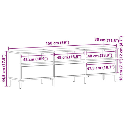 TV-Schränk Schwarze Eiche 150 x 30 x 44.5 cm Holzwerkstoff
