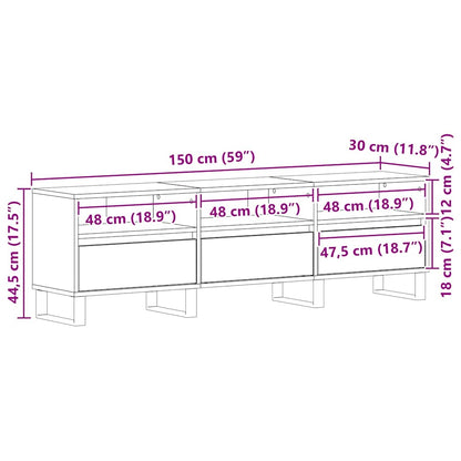TV-Schränk Schwarze Eiche 150 x 30 x 44.5 cm Holzwerkstoff