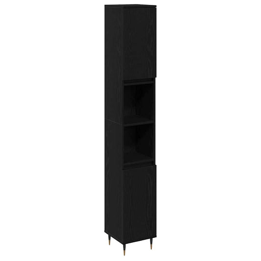 Badezimmerschrank Schwarze Eiche 30 x 30 x 190 cm Holzwerkstoff