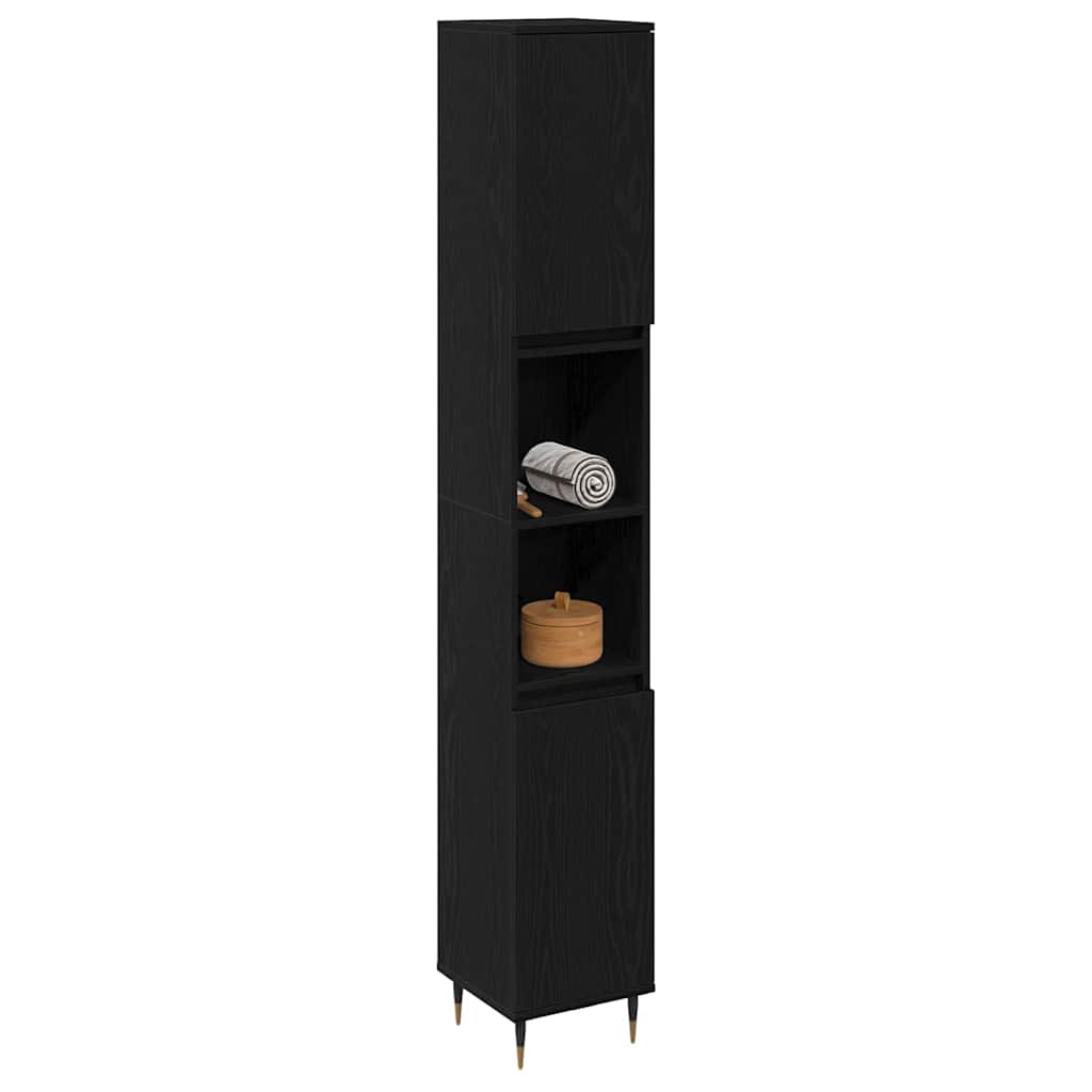 Badezimmerschrank Schwarze Eiche 30 x 30 x 190 cm Holzwerkstoff