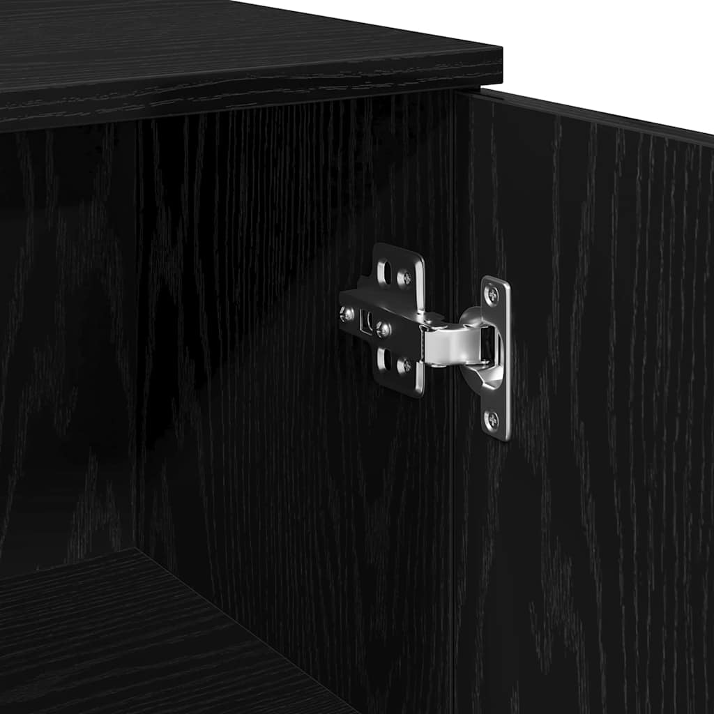Badezimmerschrank mit Tür Schwarz Eichen-Optik 30 x 30 x 190 cm