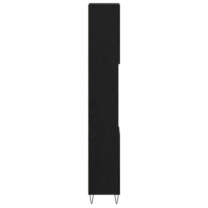 Badezimmerschrank mit Tür Schwarz Eichen-Optik 30 x 30 x 190 cm