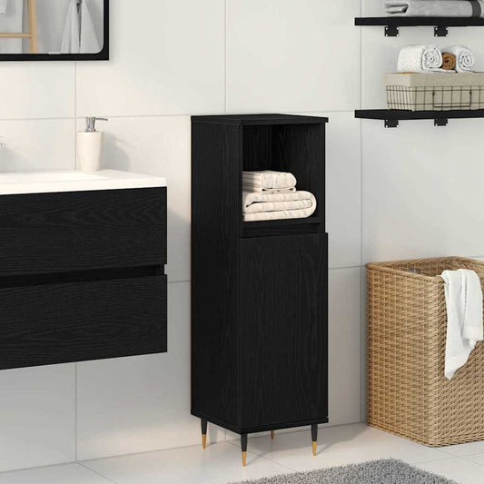 Badezimmer Schrank Schwarz Eichen-Optik 30 x 30 x 100 cm