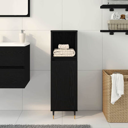 Badezimmer Schrank Schwarz Eichen-Optik 30 x 30 x 100 cm