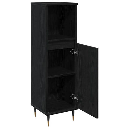 Badezimmer Schrank Schwarz Eichen-Optik 30 x 30 x 100 cm