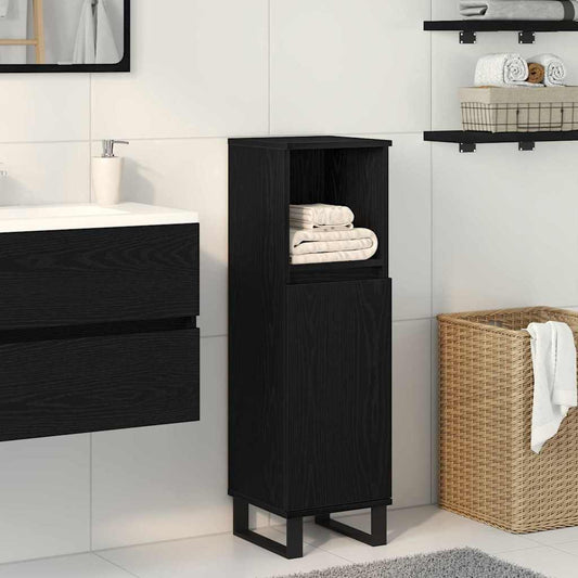 Badezimmer Schrank Schwarz Eichen-Optik 30 x 30 x 100 cm