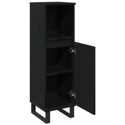 Badezimmer Schrank Schwarz Eichen-Optik 30 x 30 x 100 cm