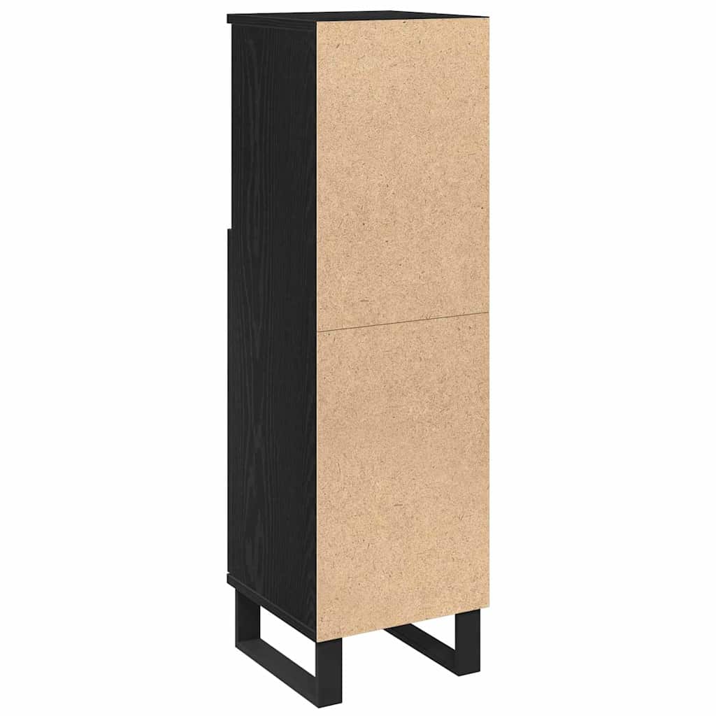 Badezimmer Schrank Schwarz Eichen-Optik 30 x 30 x 100 cm