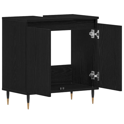 Waschbeckenunterschrank Schwarz Eichen-Optik 58 x 33 x 60 cm