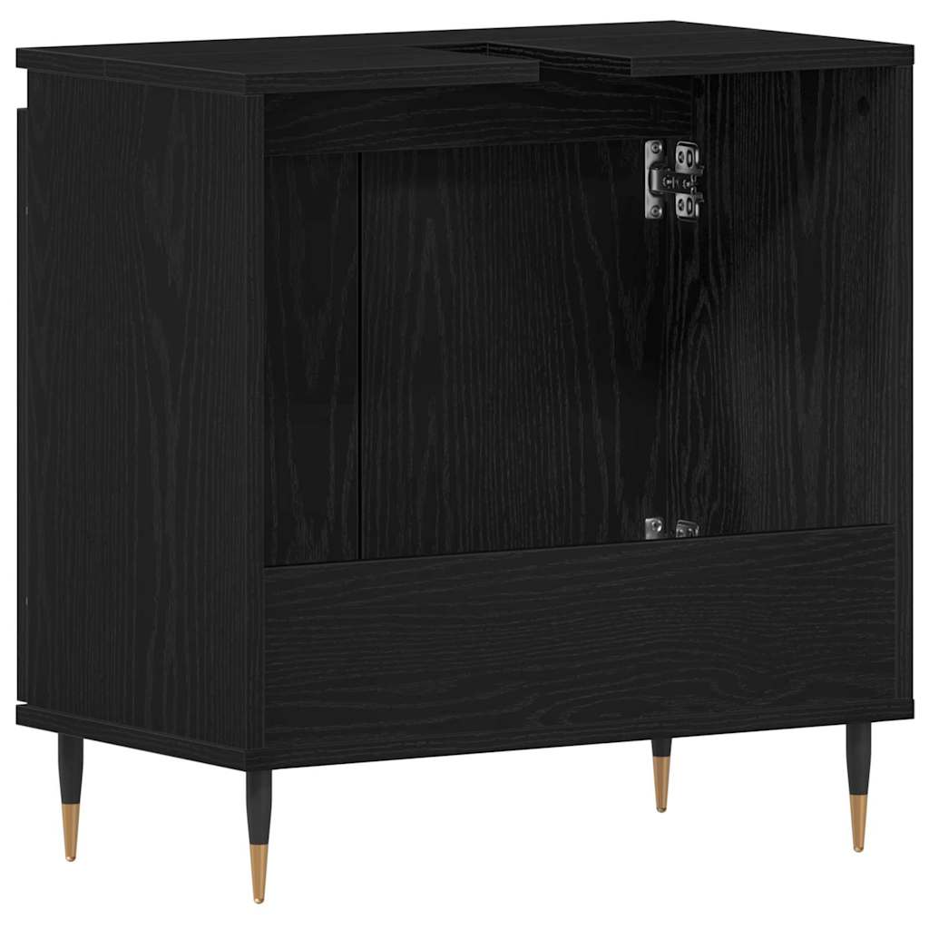 Waschbeckenunterschrank Schwarz Eichen-Optik 58 x 33 x 60 cm