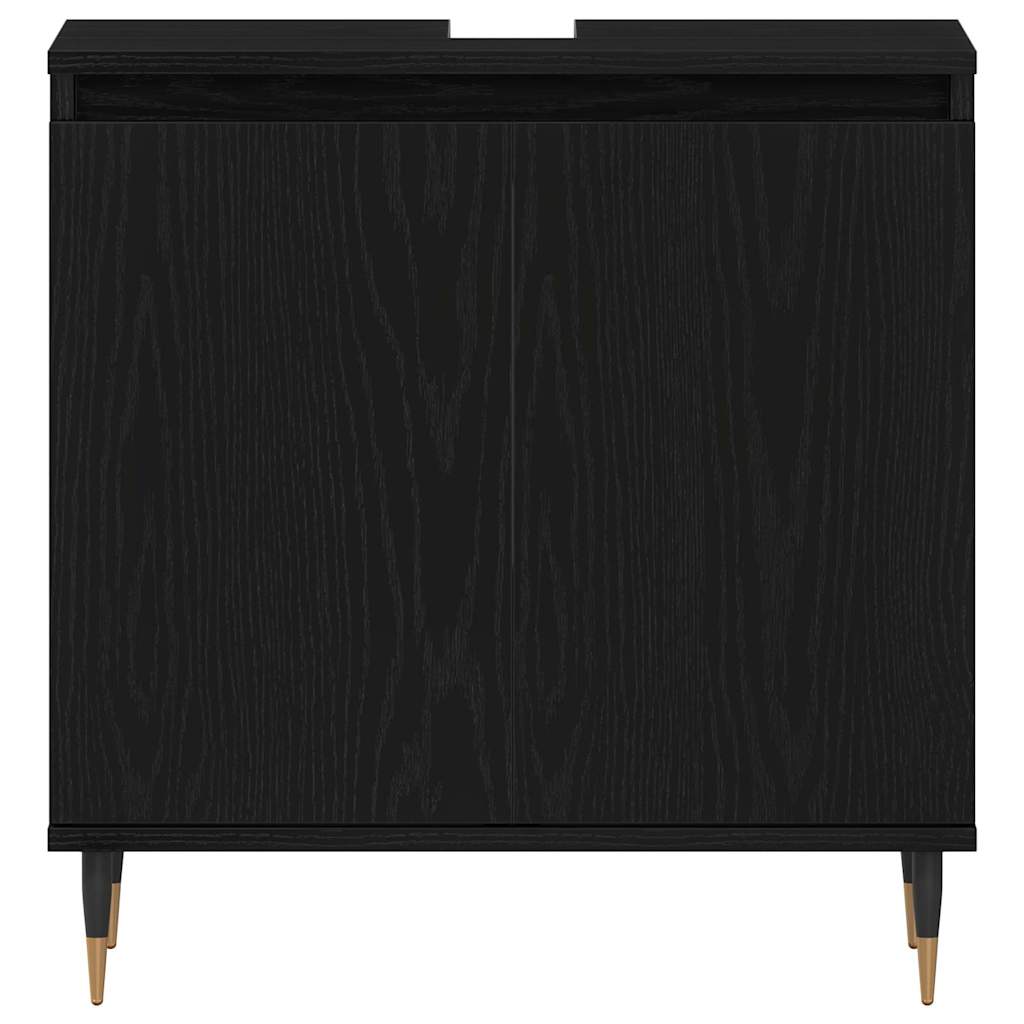 Waschbeckenunterschrank Schwarz Eichen-Optik 58 x 33 x 60 cm
