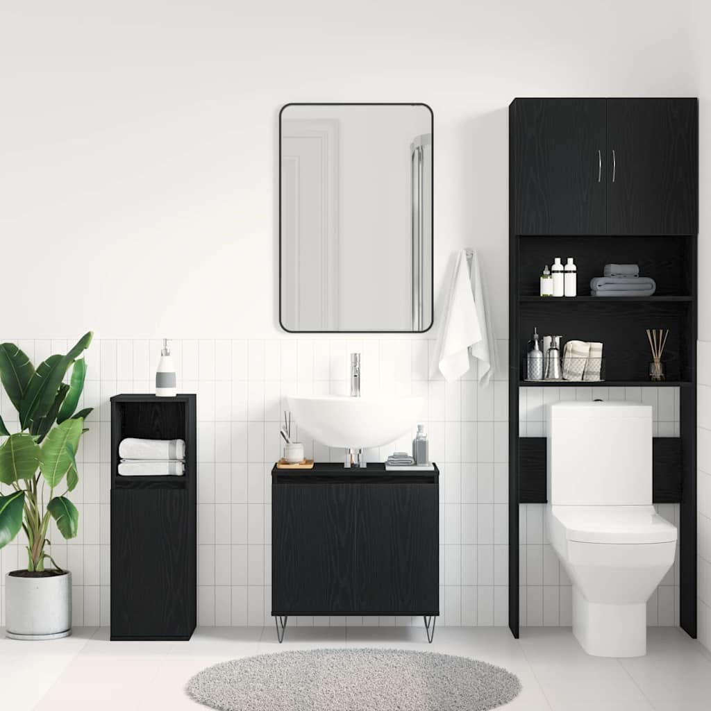 Waschtisch Schwarz Eichen-Optik 58 x 33 x 60 cm Holzwerkstoff