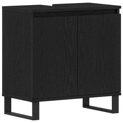 Waschbeckenschrank mit Tür Schwarz Eichen-Optik 58 x 33 x 60 cm