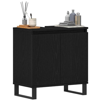 Waschbeckenunterschrank mit Tür Schwarze Eiche 58 x 33 x 60 cm