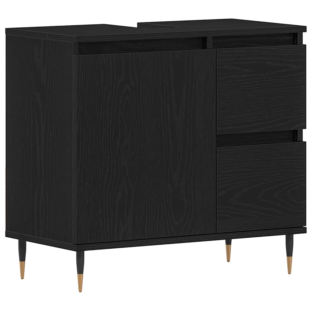 Badezimmerschrank mit Tür Schwarz Eichen-Optik 65 x 33 x 60 cm