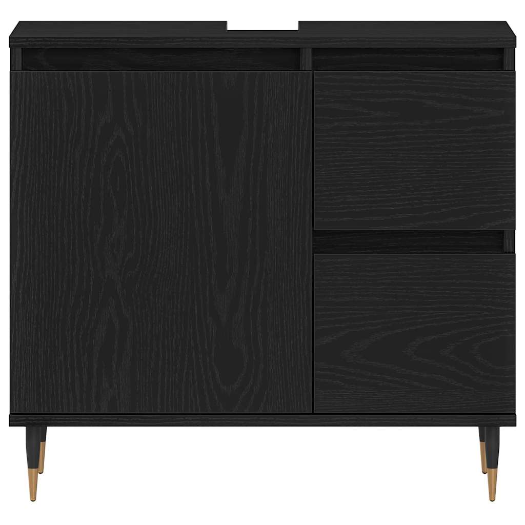 Badezimmerschrank mit Tür Schwarz Eichen-Optik 65 x 33 x 60 cm