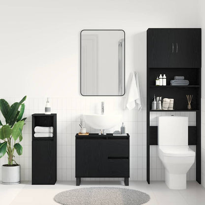 Waschtischunterschrank mit Tür Schwarze Eiche 65 x 33 x 60 cm