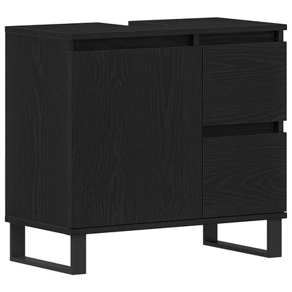 Waschtischunterschrank mit Tür Schwarze Eiche 65 x 33 x 60 cm
