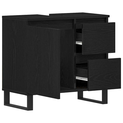 Waschtischunterschrank mit Tür Schwarze Eiche 65 x 33 x 60 cm