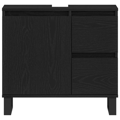 Waschtischunterschrank mit Tür Schwarze Eiche 65 x 33 x 60 cm