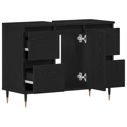 Waschbeckenunterschrank mit Tür Schwarze Eiche 80 x 33 x 60 cm