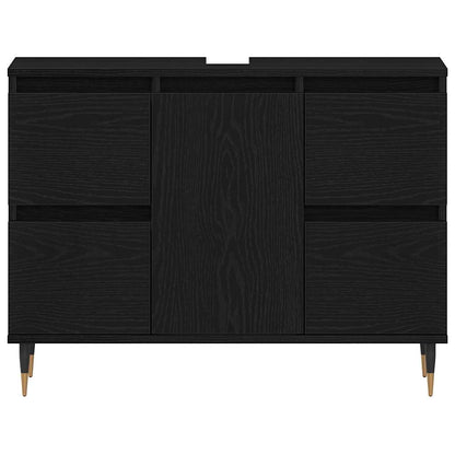 Waschbeckenunterschrank mit Tür Schwarze Eiche 80 x 33 x 60 cm