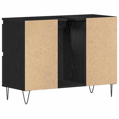 Waschbeckenschrank mit Tür Schwarz Eichen-Optik 80 x 33 x 60 cm