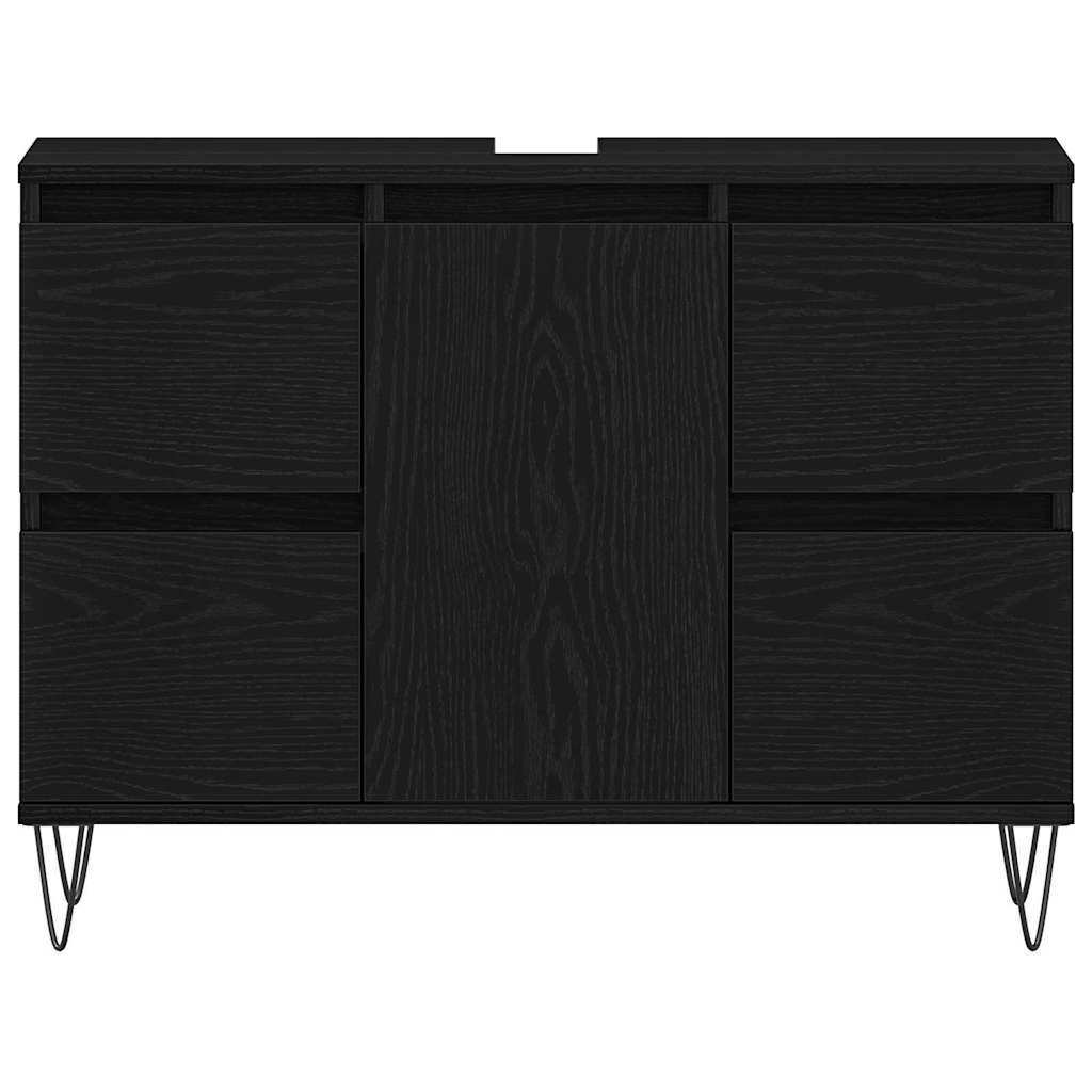 Waschbeckenschrank mit Tür Schwarz Eichen-Optik 80 x 33 x 60 cm