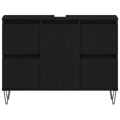 Waschbeckenschrank mit Tür Schwarz Eichen-Optik 80 x 33 x 60 cm