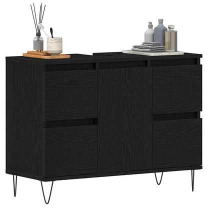Waschbeckenschrank mit Tür Schwarz Eichen-Optik 80 x 33 x 60 cm