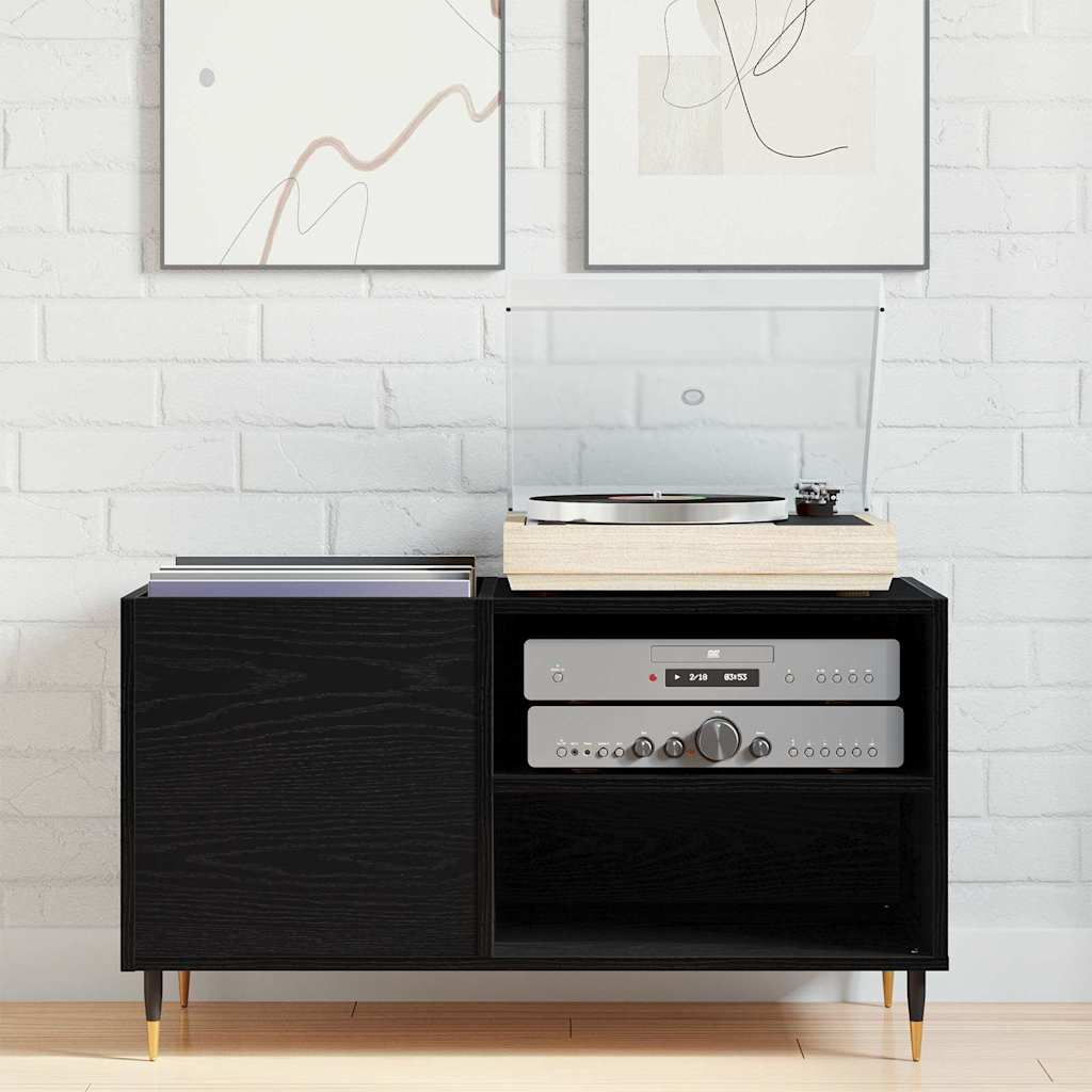 Schallplattenschrank mit Regal Schwarze Eiche 85 x 38 x 48 cm