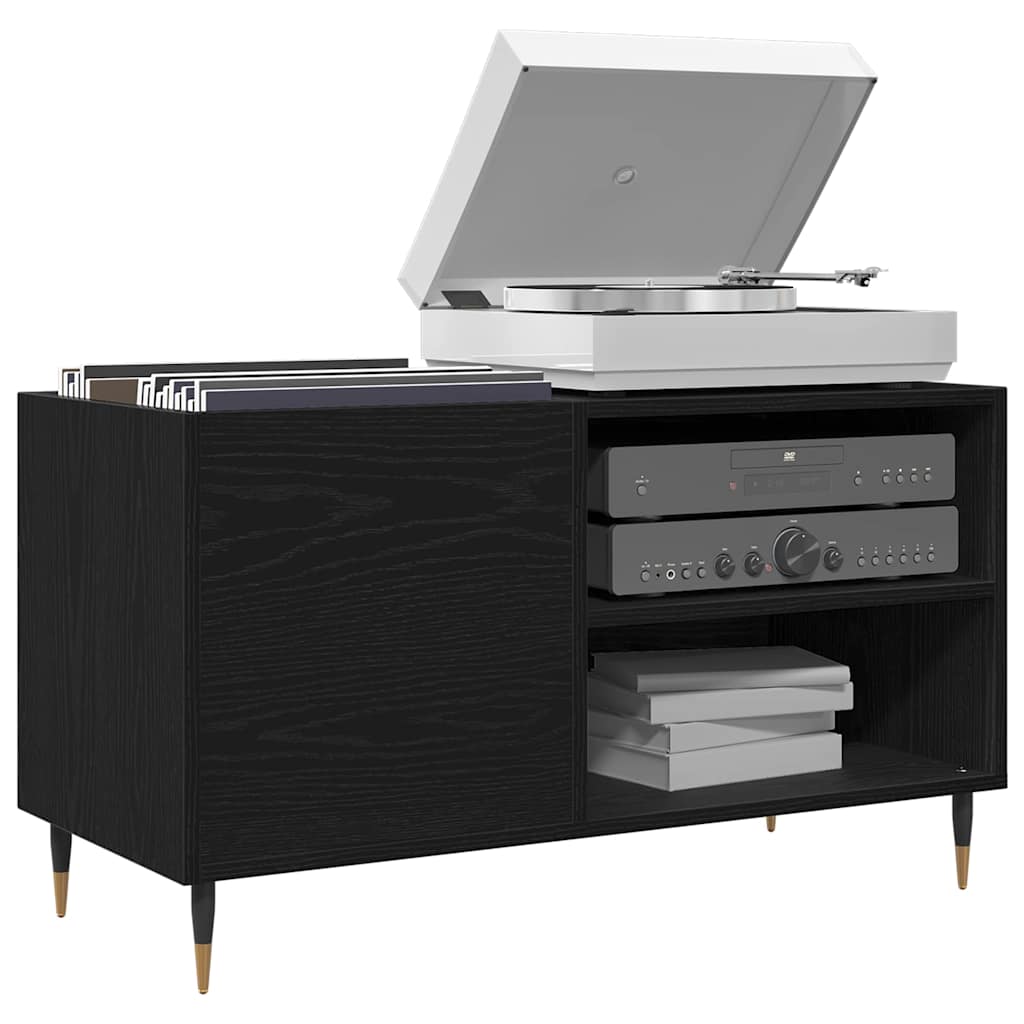 Schallplattenschrank mit Regal Schwarze Eiche 85 x 38 x 48 cm