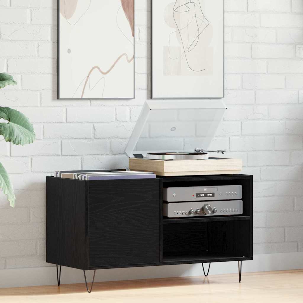 Schallplattenschrank mit Regal Schwarze Eiche 85 x 38 x 48 cm