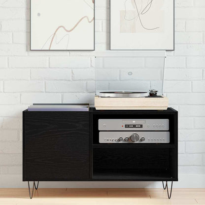 Schallplattenschrank mit Regal Schwarze Eiche 85 x 38 x 48 cm