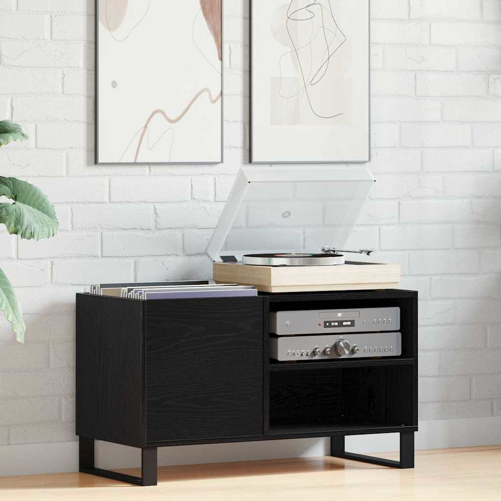 Schallplattenschrank mit Regal Schwarze Eiche 85 x 38 x 48 cm