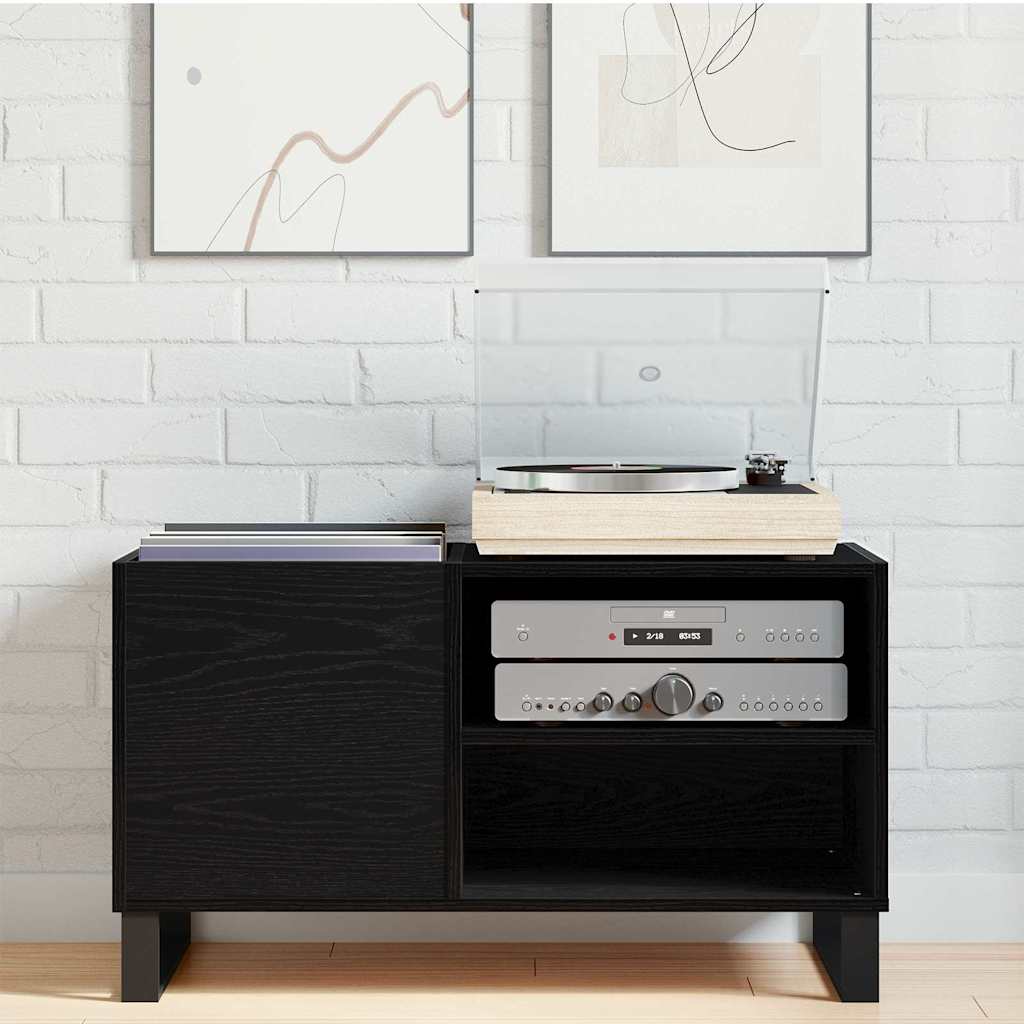 Schallplattenschrank mit Regal Schwarze Eiche 85 x 38 x 48 cm
