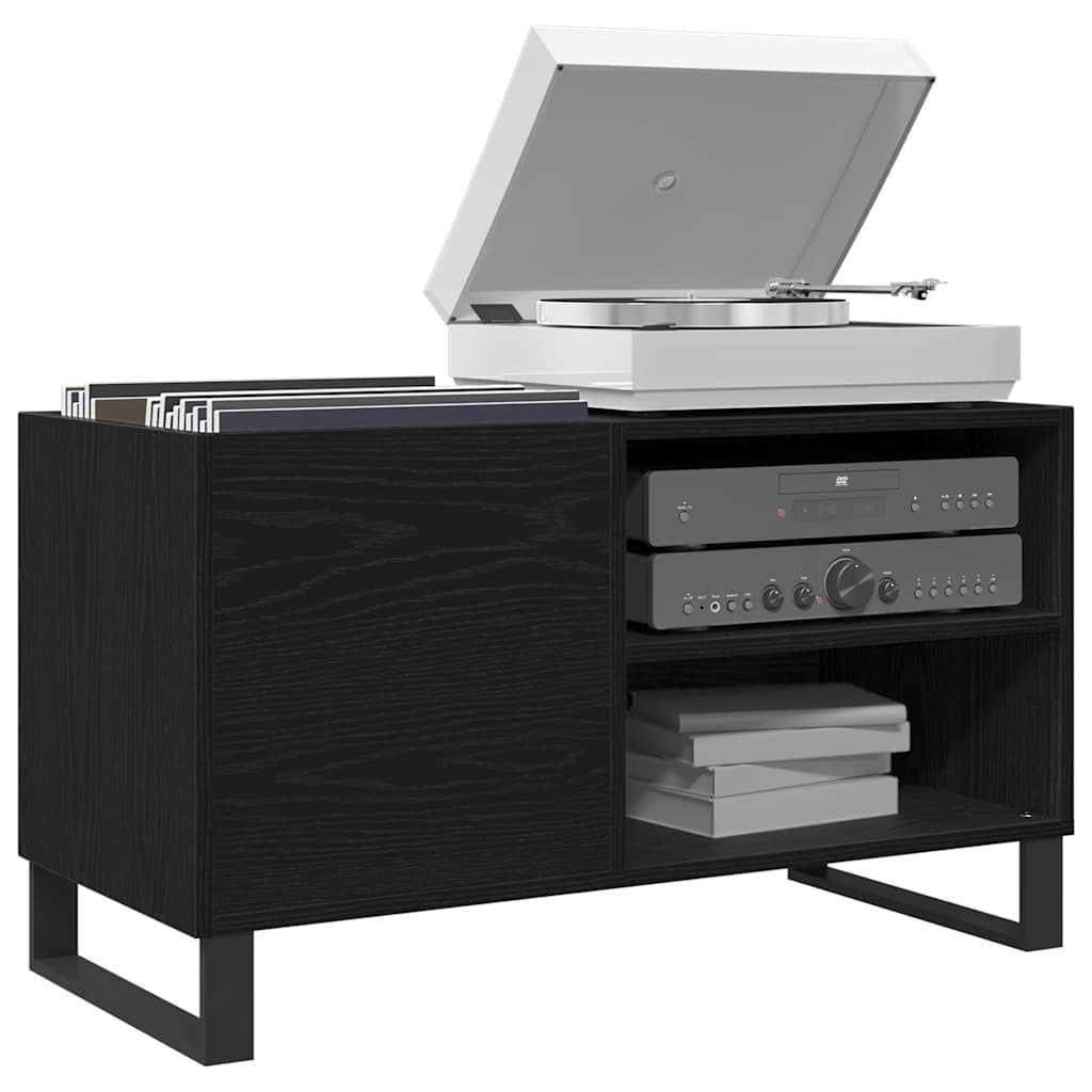 Schallplattenschrank mit Regal Schwarze Eiche 85 x 38 x 48 cm