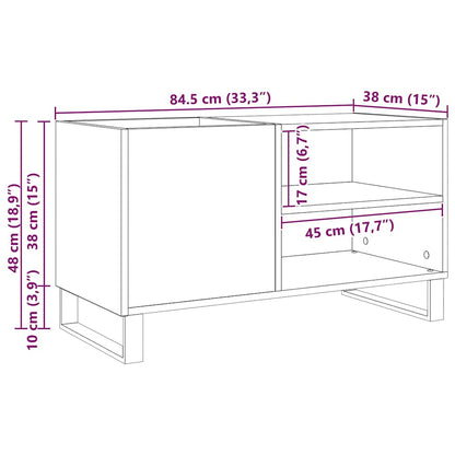 Schallplattenschrank mit Regal Schwarze Eiche 85 x 38 x 48 cm