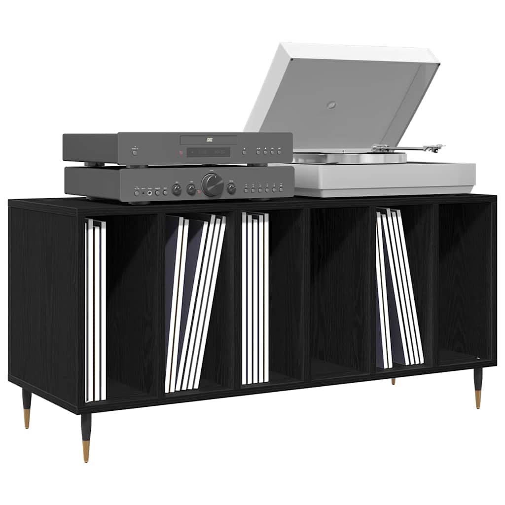 Schallplattenschrank mit Regal Schwarze Eiche 100 x 38 x 48 cm