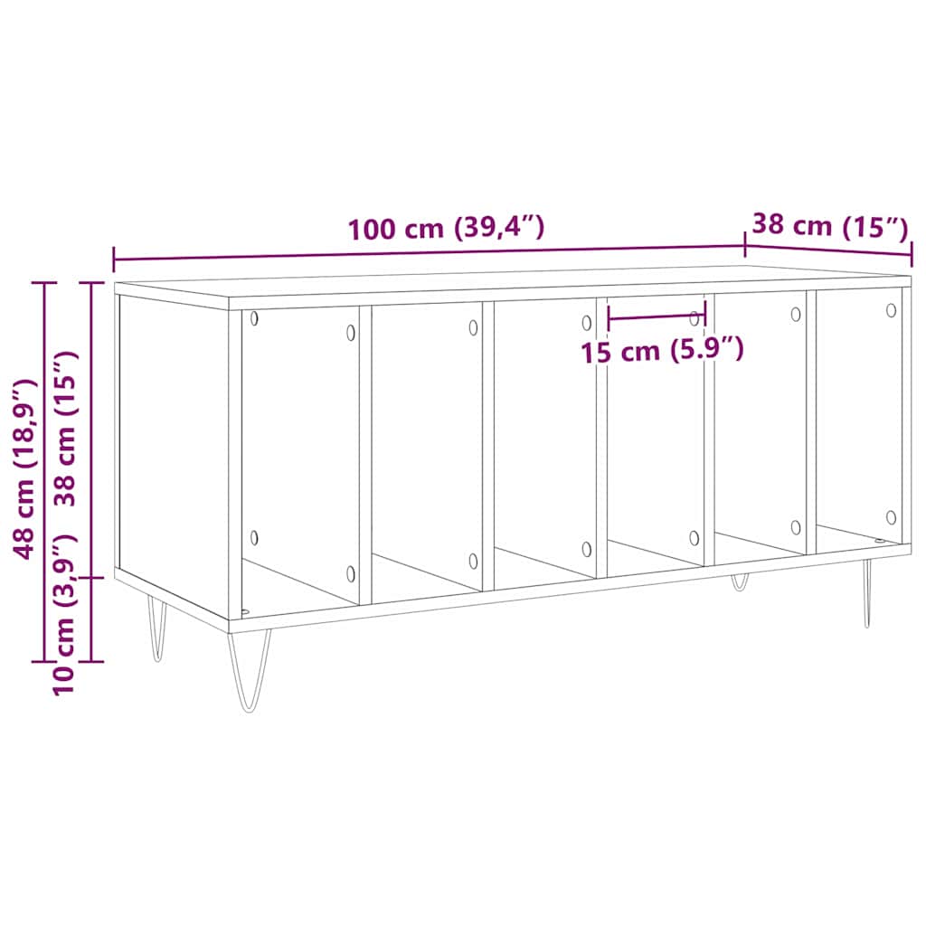 Schallplattenschrank Altholz 100 x 38 x 48 cm Holzwerkstoff