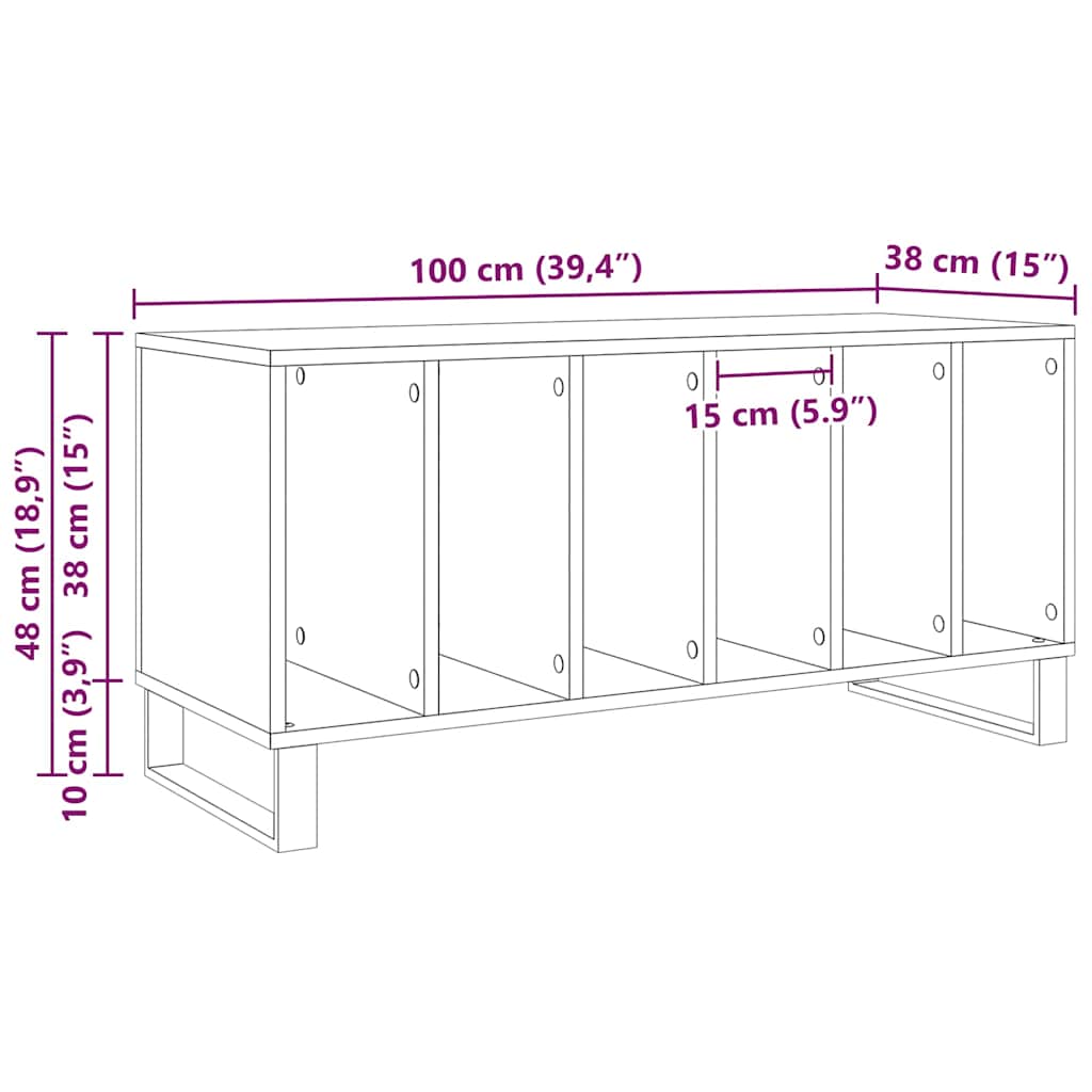 Schallplattenschrank Eiche handwerklich 100 x 38 x 48 cm