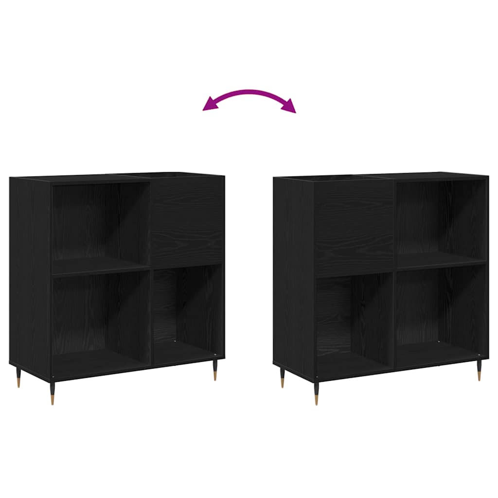 Schallplattenschrank mit Regal Schwarze Eiche 85 x 38 x 89 cm
