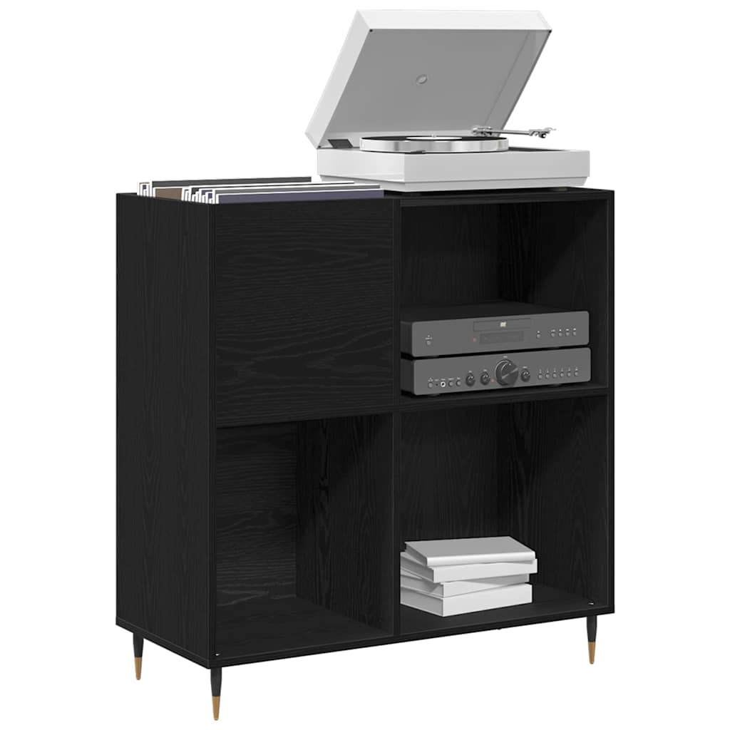 Schallplattenschrank mit Regal Schwarze Eiche 85 x 38 x 89 cm