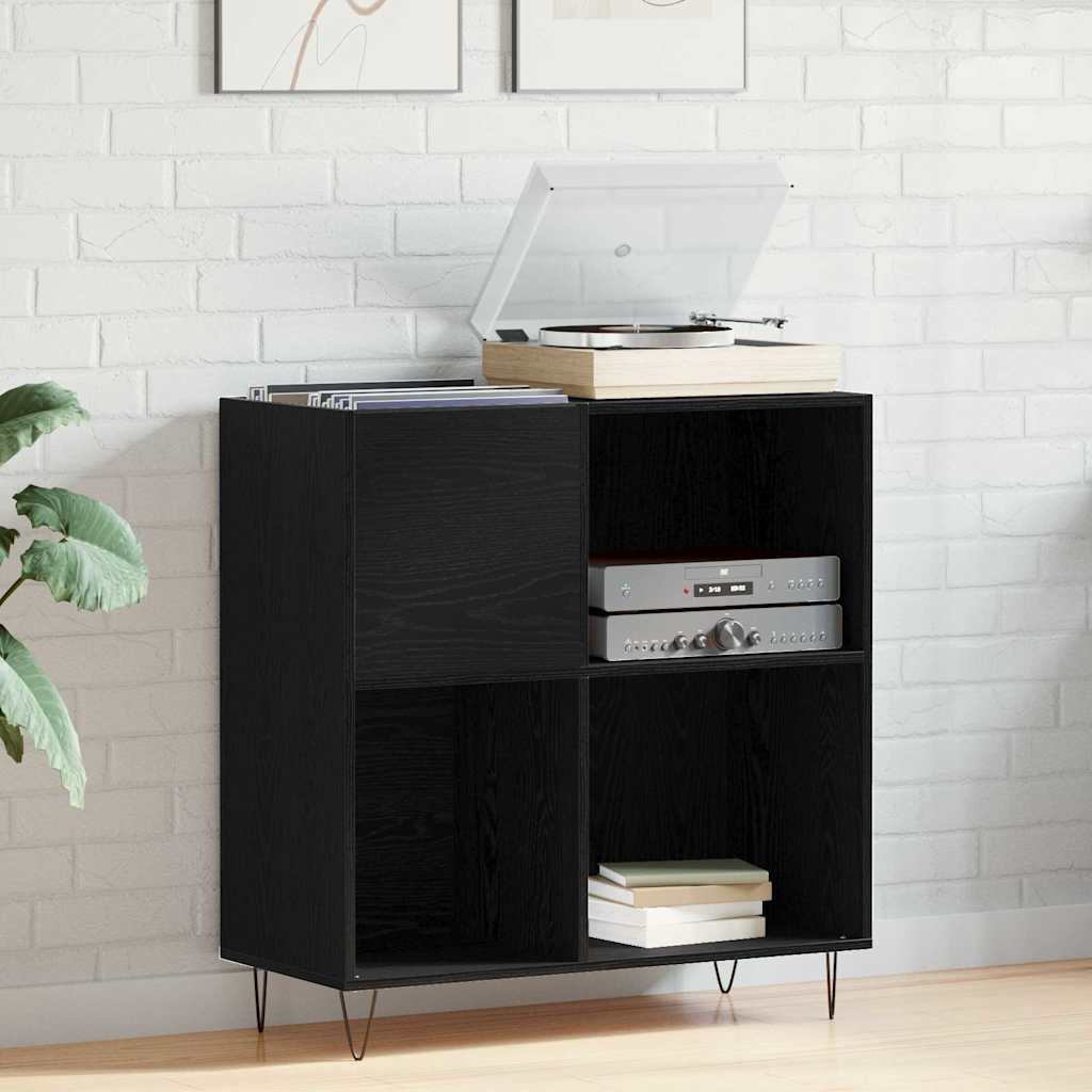 Schallplattenschrank mit Regal Schwarze Eiche 85 x 38 x 89 cm