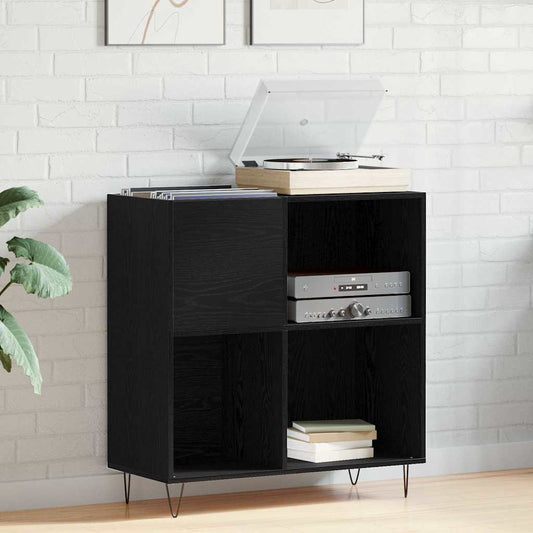 Schallplattenschrank mit Regal Schwarze Eiche 85 x 38 x 89 cm